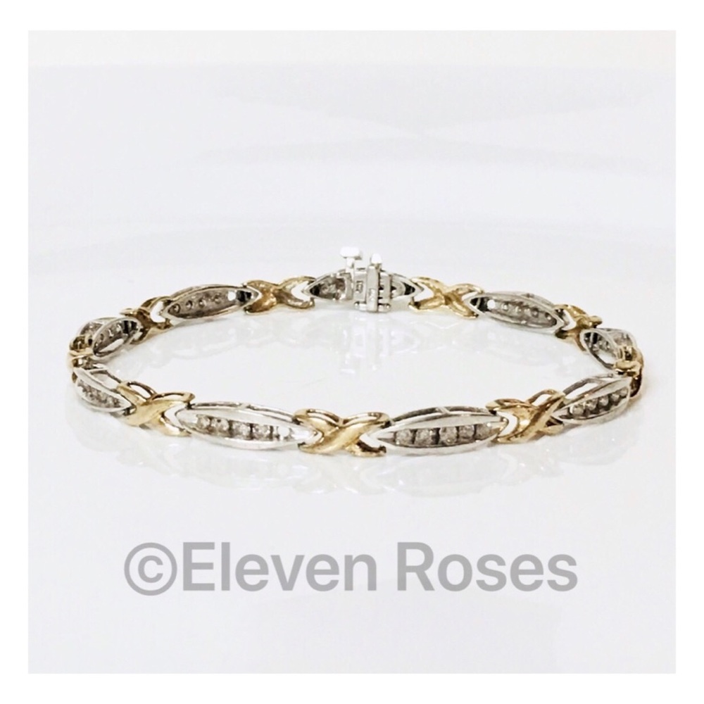 10k Gold 1.0 CTW Diamond X Station Tennis Bracelet